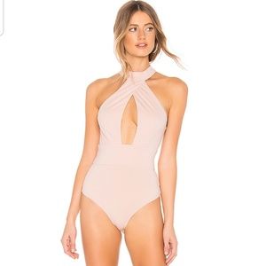 Jordyn Criss Cross Front Bodysuit in Nude